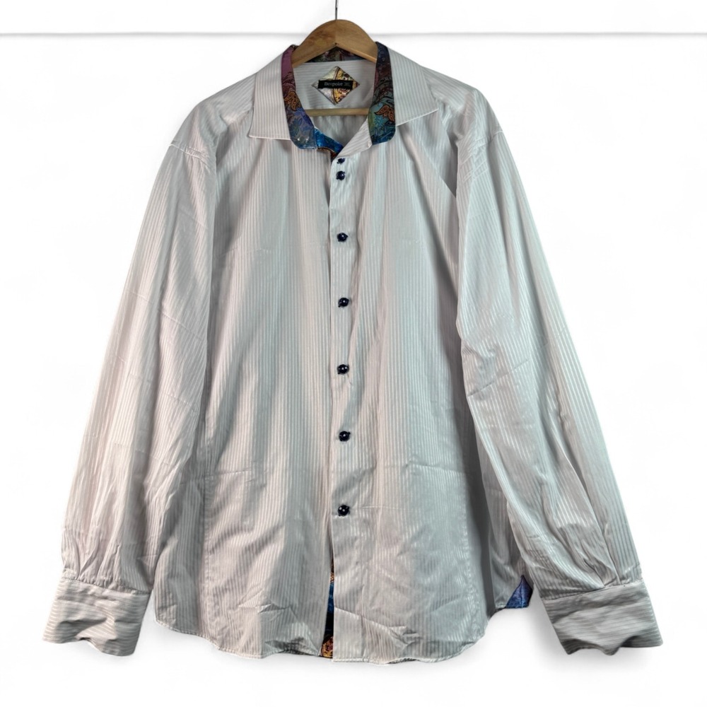 Bespoke Mens White Button Down Dress Shirt Sz 3Xl - See measurements